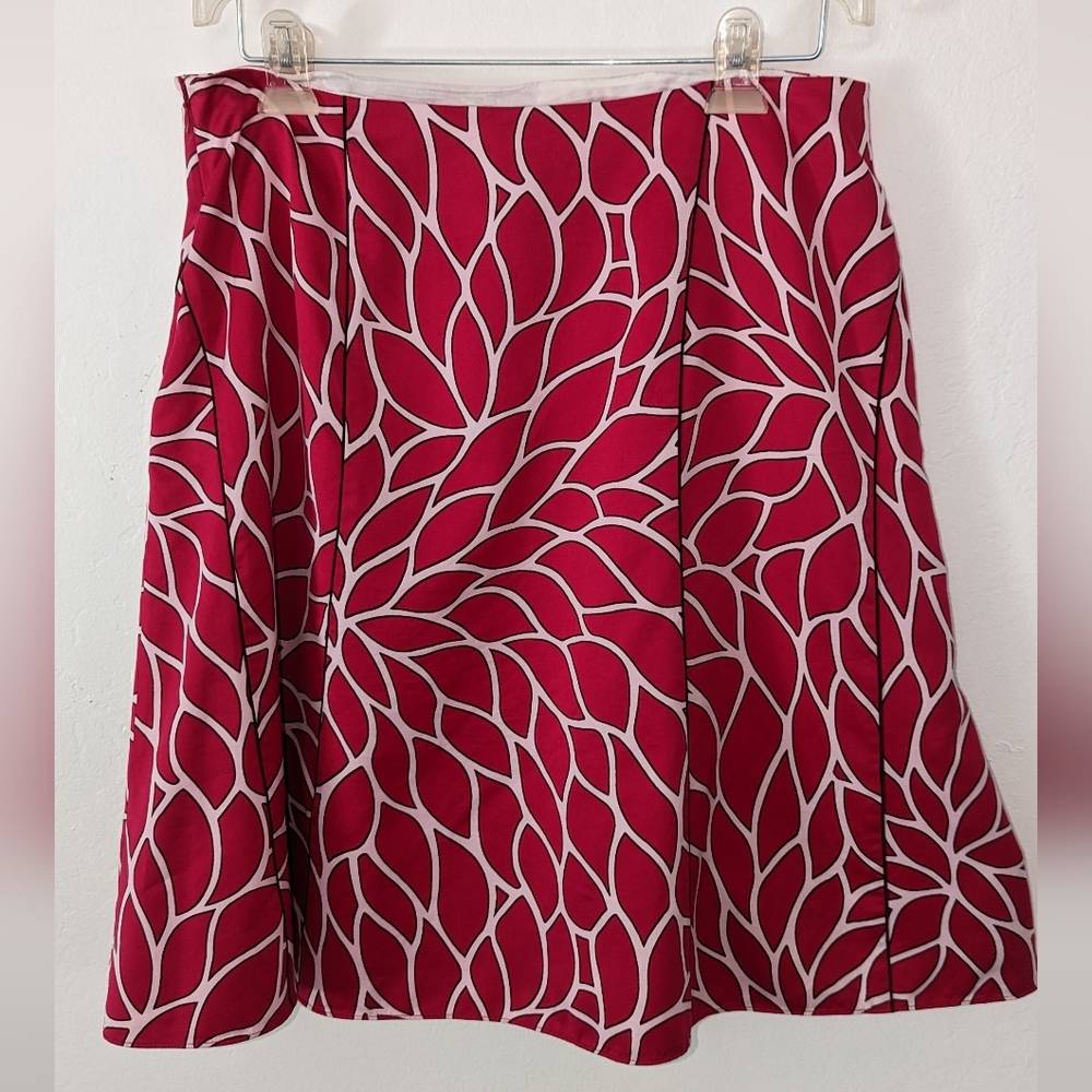 Ann Taylor magenta floral print cotton silk blend A-line skirt size 10